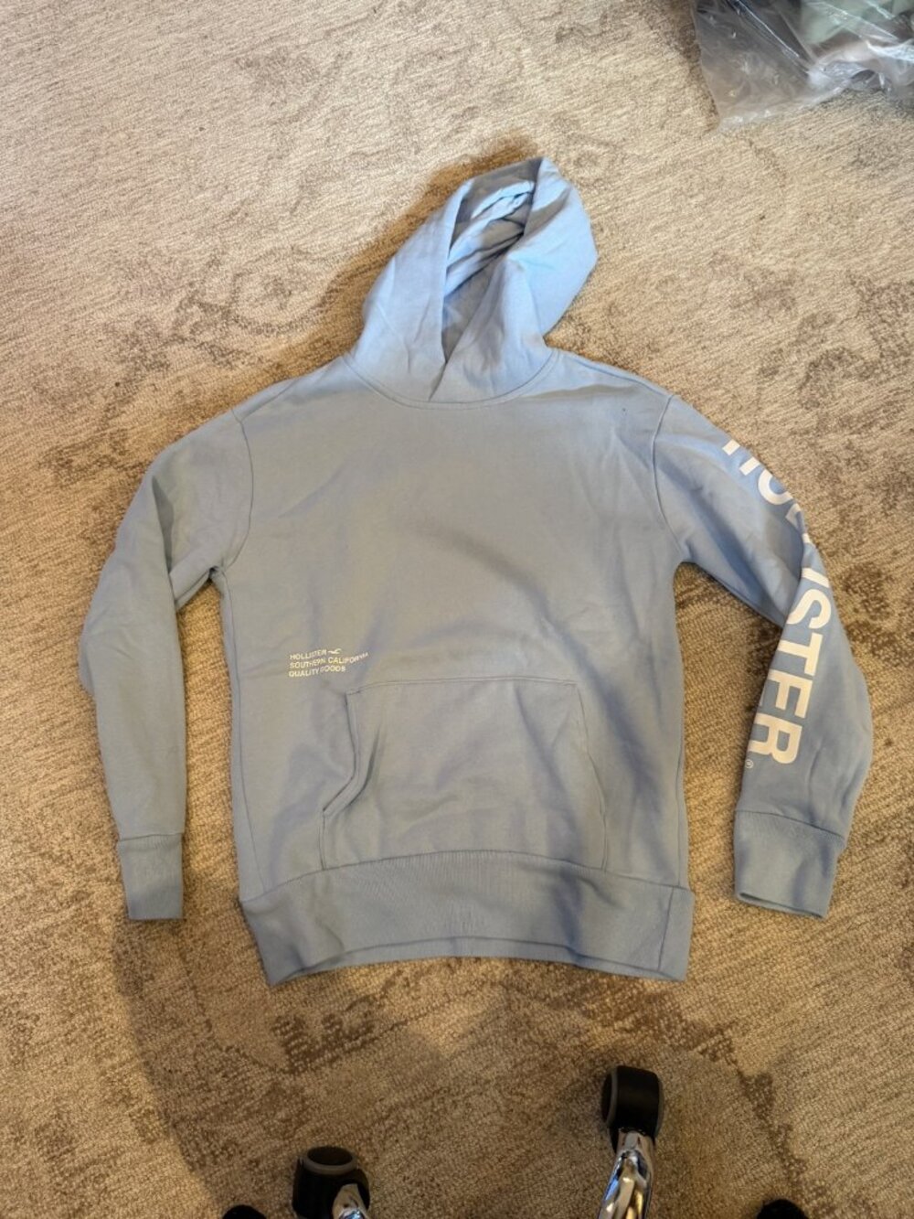Light Blue Gray Hollister Hoodie S NWT